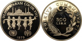 Weltmünzen und Medaillen, Türkei / Turkey. 500 Lira 1979, Silber. 0.69 OZ. Polierte Platte