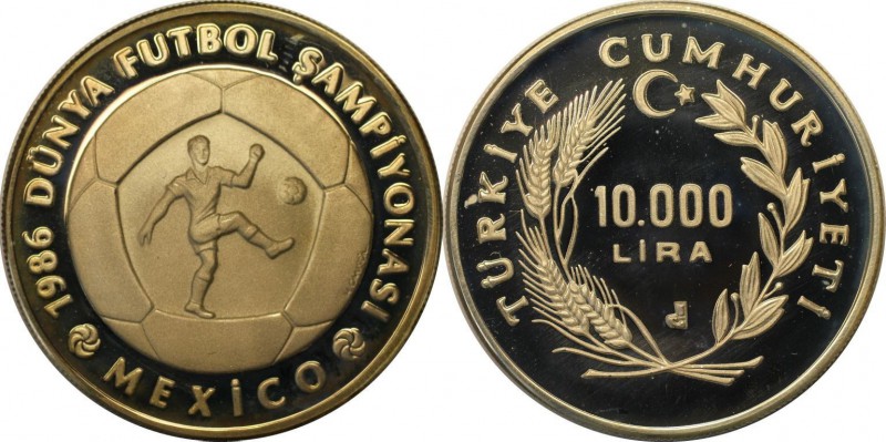 Weltmünzen und Medaillen, Türkei / Turkey. 10000 Lira 1986, Silber. 0.69 OZ. Pol...