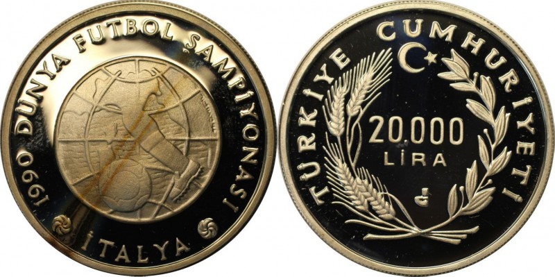 Weltmünzen und Medaillen, Türkei / Turkey. 20000 Lira 1990, Silber. 0.69 OZ. Pol...