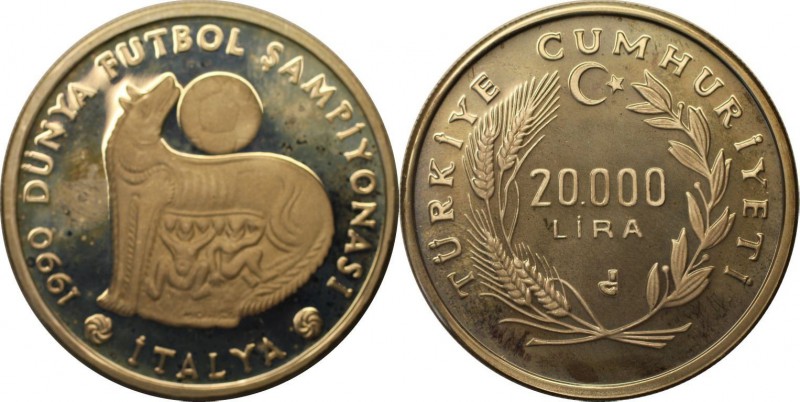 Weltmünzen und Medaillen, Türkei / Turkey. 20000 Lira 1990, Silber. 0.69 OZ. Pol...