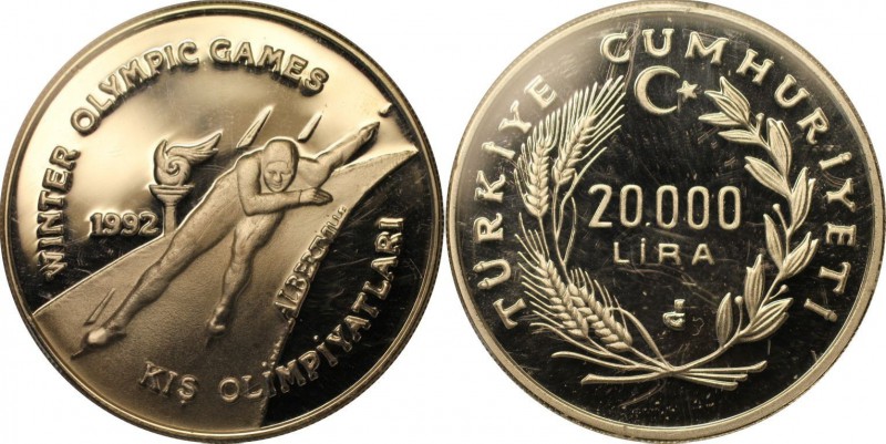 Weltmünzen und Medaillen, Türkei / Turkey. 20000 Lira 1992, Silber. 0.7 OZ. Poli...