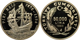 Weltmünzen und Medaillen, Türkei / Turkey. 50000 Lira 1995, Silber. 0.69 OZ. Polierte Platte