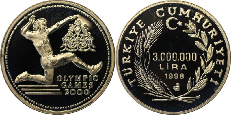 Weltmünzen und Medaillen, Türkei / Turkey. 3000000 Lira 1998, Silber. 0.94 OZ. P...