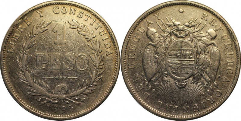Weltmünzen und Medaillen, Uruguay. Republik, seit 1830. 1 Peso 1895, Silber. 0.7...