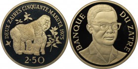 Weltmünzen und Medaillen, Zaire. 2-1/2 Zaires 1975, Silber. 0.84 OZ. Polierte Platte
