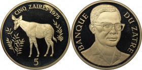 Weltmünzen und Medaillen, Zaire. 5 Zaires 1975, Silber. 1.04 OZ. Polierte Platte