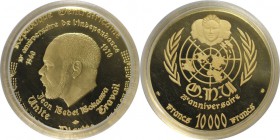 Weltmünzen und Medaillen, Zentralafrikanische Republik / Central African Republic. 10. Jahrestag der Unabhängigkeit. Büste von Präsident Jean Bedel Bo...