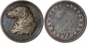 Medaillen und Jetons, Hundesport / Dog sports. Philadelphia kennel club. Medaille 1885, 51 mm. 90.43 g. g. Silber. Stempelglanz, mit Box
