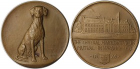 Medaillen und Jetons, Hundesport / Dog sports. Central Manufacturers Mutual-insurance co. Medaille 1926, 101 mm. 399.15 g. Bronze. Stempelglanz