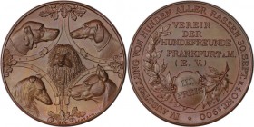 Medaillen und Jetons, Hundesport / Dog sports. Ausstellung von Hunden aller Rassen Frankfurt. Medaille 1900, 45 mm. 41.48 g. Bronze. Stempelglanz, mit...