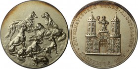 Medaillen und Jetons, Hundesport / Dog sports. "INTERNATIONALE HUNDE - AUSSTELLUNG MAGDEBURG 1899" Medaille ND, 51 mm. 53.16 g. Bronze. Stempelglanz