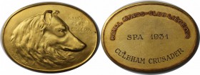 Medaillen und Jetons, Hundesport / Dog sports. Netherlands. "ROYAL KYNOS CLUB LIEGEOIS SPA 1931 CULBHAM CRUSADER" Medaille 1931, 55x41 mm. 40.95 g. Br...