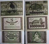Banknoten, Deutschland / Germany. Notgeld Düsseldorf. 1 Million Mark, 2 x 5 Million Mark 1923. 3 Stück. II