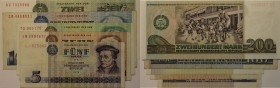 Banknoten, Deutschland. 5, 10, 20, 100, 200 Mark 1971-1985. 5 Stück. II