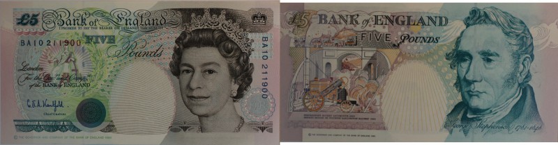 Banknoten, England. 5 Pound 1990-93. P.139c. I