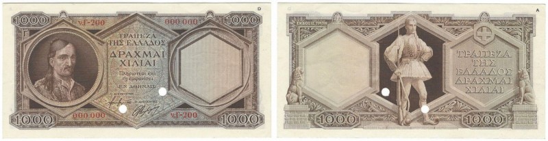 Banknoten, Griechenland / Greece. 1000 Drachmai (1944), Color Trial. Pick: 172ct...