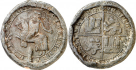 Infante don Sancho, futuro Sancho IV (1282-1284). Sello de plomo. (Heiss I, lámina C) (Menéndez Pidal 135) (Nvmisma 236, pág. 166, figura 1, mismo eje...