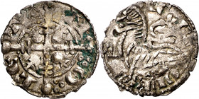 Infante don Sancho, futuro Sancho IV (1282-1284). León. Dinero. (Imperatrix S4:1.2 (50), mismo ejemplar) (AB. 211 var, como Fernando III). Algunas con...