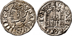 Sancho IV (1284-1295). Burgos. Cornado. (Imperatrix S4:3.3, mismo ejemplar) (AB. 296 var). Bellísima. Vellón muy rico. Rara así. 0,83 g. S/C.