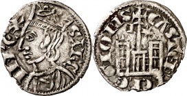 Sancho IV (1284-1295). Jaén. Cornado. (M.M. S4:3.18) (Imperatrix S4:3.18, mismo ejemplar) (AB. falta). Muy rara. 0,66 g. MBC+.
