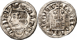Sancho IV (1284-1295). ¿Salamanca?. Cornado. (M.M. S4:3.64) (Imperatrix S4:3.64, mismo ejemplar) (AB. 304.1 var). Busto distinto. Vellón muy rico. Muy...