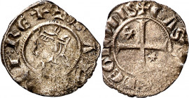 Sancho IV (1284-1295). ¿Burgos?. Meaja coronada. (M.M. S4:6.1) (Imperatrix S4:6.1) (AB. 316, como seisén) (V.Q. 5492, mismo ejemplar). Acuñación floja...