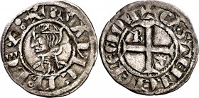 Sancho IV (1284-1295). Burgos. Meaja coronada. (M.M. S4:6.7) (Imperatrix S4:6.4) (AB. 308, como seisén). Rara leyenda. 0,79 g. MBC+.