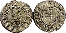 Sancho IV (1284-1295). Burgos. Meaja coronada. (M.M. S4:6.8) (Imperatrix S4:6.5, mismo ejemplar) (AB. 308 va, como seisénr). 0,72 g. MBC+.