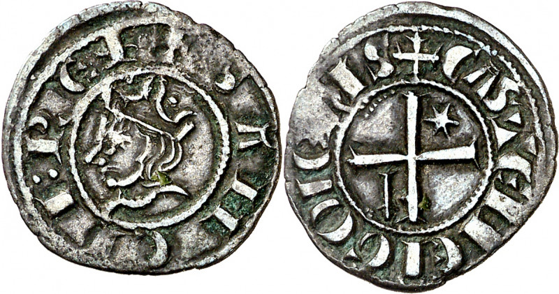 Sancho IV (1284-1295). Jaén. Meaja coronada. (M.M. S4:6.25, mismo ejemplar) (Imp...