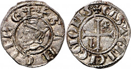 Sancho IV (1284-1295). León. Meaja coronada. (M.M. S4:6.26) (Imperatrix S4:6.26, mismo ejemplar) (AB. 311.1, como seisén). La N de SANCII con dos trav...