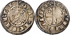 Sancho IV (1284-1295). León. Meaja coronada. (M.M. S4:6.35) (Imperatrix S4:6.35, mismo ejemplar) (AB. falta). Rara. 0,68 g. MBC-.