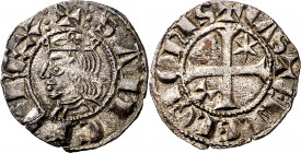 Sancho IV (1284-1295). Toledo. Meaja coronada. (Imperatrix S4:6.46 (75), mismo ejemplar) (AB. falta). Atractiva. Rara leyenda. 0,78 g. MBC+/EBC-.