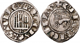 Fernando IV (1295-1312). Burgos. Dinero. (M.M. F4:1.5) (Imperatrix F4:1.1) (AB. 319.1 var, como pepión). Marca de ceca con ramificaciones a izquierda....