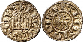 Fernando IV (1295-1312). Coruña. Dinero. (M.M. F4:2.63) (Imperatrix F4:2.63, mismo ejemplar) (AB. 321, como pepión). Leve grieta. Vellón rico. Escasa....