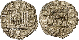 Alfonso XI (1312-1350). Sevilla. Novén. (M.M. A11:1.21) (Imperatrix A11:1.22, mismo ejemplar) (AB. 358.1). 0,88 g. MBC+.
