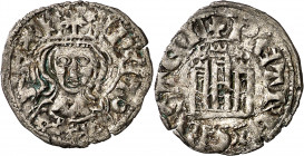 Pedro I (1350-1369). Burgos. Cornado. (Imperatrix P1:1.11, mismo ejemplar) (AB. falta). Única conocida. 0,77 g. MBC.
