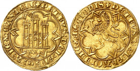 Pedro I (1350-1369). Sin marca de ceca (Sevilla). Dobla de 20 maravedís. (Imperatrix P1:3.1, mismo ejemplar) (AB. 372.1). Rayita. Ligeramente alabeada...