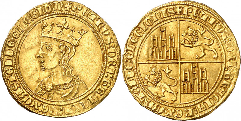 Pedro I (1350-1369). Sin marca de ceca. Dobla de 35 maravedís. (Imperatrix P1:10...