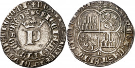 Pedro I (1350-1369). Burgos. Real. (Imperatrix P1:12.5, mismo ejemplar) (AB. 378 var). Manchitas. 3,40 g. MBC+.