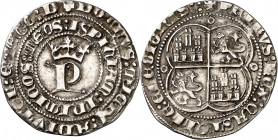 Pedro I (1350-1369). Sin marca de ceca (¿Sevilla?). Real. (Imperatrix P1:12.88, mismo ejemplar) (AB. 377.2). Extraordinariamente rara. 3,11 g. MBC/MBC...