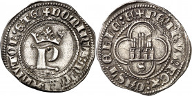 Pedro I (1350-1369). Sevilla. Medio real. (Imperatrix P1:13.13, mismo ejemplar) (AB. 384). Sin roeles en los cuatro ángulos. 1,69 g. MBC+.