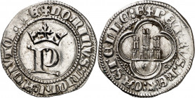 Pedro I (1350-1369). Sevilla. Medio real. (Imperatrix P1:13.13, mismo ejemplar) (AB. 384). Con roeles en los cuatro ángulos. Bella. Escasa así. 1,74 g...