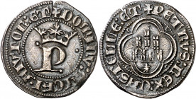 Pedro I (1350-1369). Coruña. Medio real. (Imperatrix P1:13.25, mismo ejemplar) (AB. 383 var) (Bautista 533.2, mismo ejemplar). Leve grieta. Preciosa p...