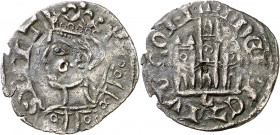 Enrique II como Pretendiente (1366-1369). León. Cornado. (Imperatrix AY:1.32, mismo ejemplar) (AB. 348 var, como Alfonso XI). Curiosa doble acuñación ...