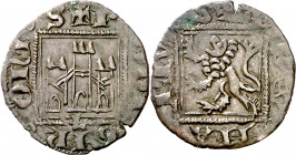 Enrique II como Pretendiente (1366-1369). León. Novén. (Imperatrix AY:4.4, mismo ejemplar) (AB. falta). Única conocida. 0,67 g. MBC/MBC-.