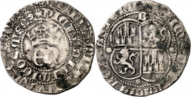 Enrique II (1369-1379). Burgos. Real de vellón de anagrama. (Imperatrix E2:2.1, mismo ejemplar) (AB. 416.1 var) (Bautista 572.1, mismo ejemplar). Ex C...
