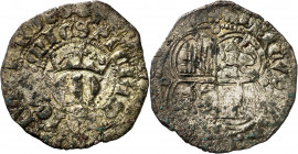 Enrique II (1369-1379). Burgos. Real de vellón de anagrama. (Imperatrix E2:2.9 (50)) (AB. 416). Pequeñas concreciones. 3,09 g. MBC-.