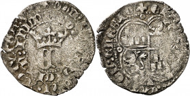 Enrique II (1369-1379). Toledo. Real de vellón de anagrama. (Imperatrix E2:2.33, mismo ejemplar) (AB. 423.1). Escasa. 2,56 g. BC+.