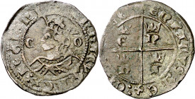 Enrique II (1369-1379). Córdoba. Cruzado. (Imperatrix E2:11.28, mismo ejemplar) (AB. 466). 1,49 g. MBC-.