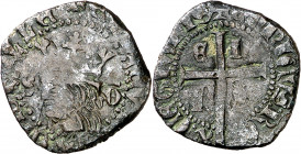 Enrique II (1369-1379). Soria. Cruzado. (Imperatrix E2:11.62, mismo ejemplar) (AB. 474 var). Ceca perfecta. Rara. 2,06 g. BC+.